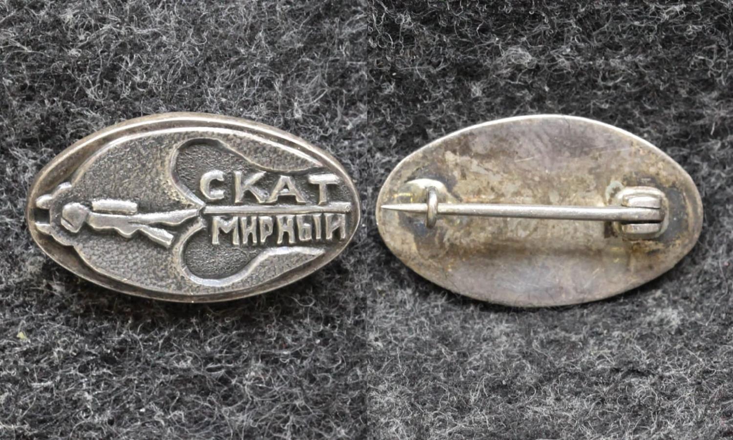 Знак Спортивный клуб аквалангистов Скат город Мирный Серебро! от Аукциона Значки и Знаки