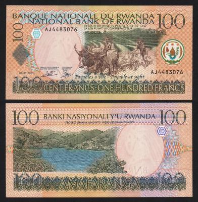 Банкнота Руанда 100 франков 2003 год UNC!