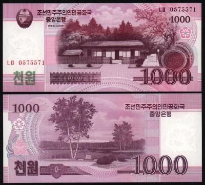 Банкнота Северная Корея 1000 вон 2009 год UNC!