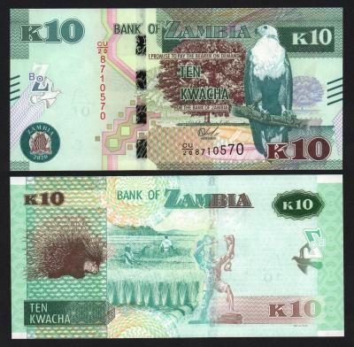Банкнота Замбия 10 квача 2020 год UNC!