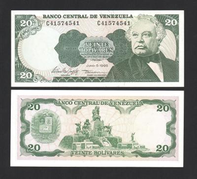 Банкнота Венесуэла 20 боливаров 1995 год UNC!