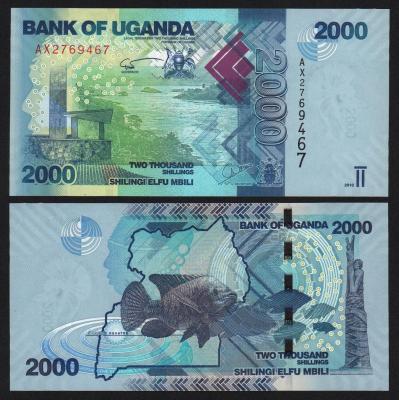 Банкнота Уганда 2000 шиллингов 2010 год UNC!
