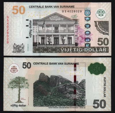 Банкнота Суринам 50 долларов 2016 год UNC!