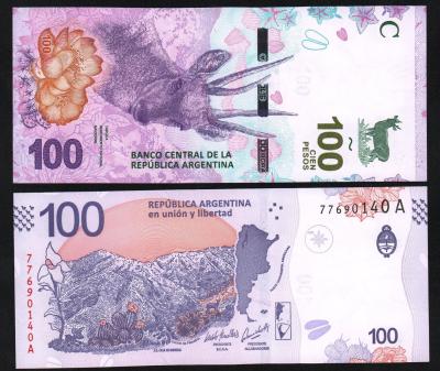 Банкнота Аргентина 100 песо 2018 год UNC!
