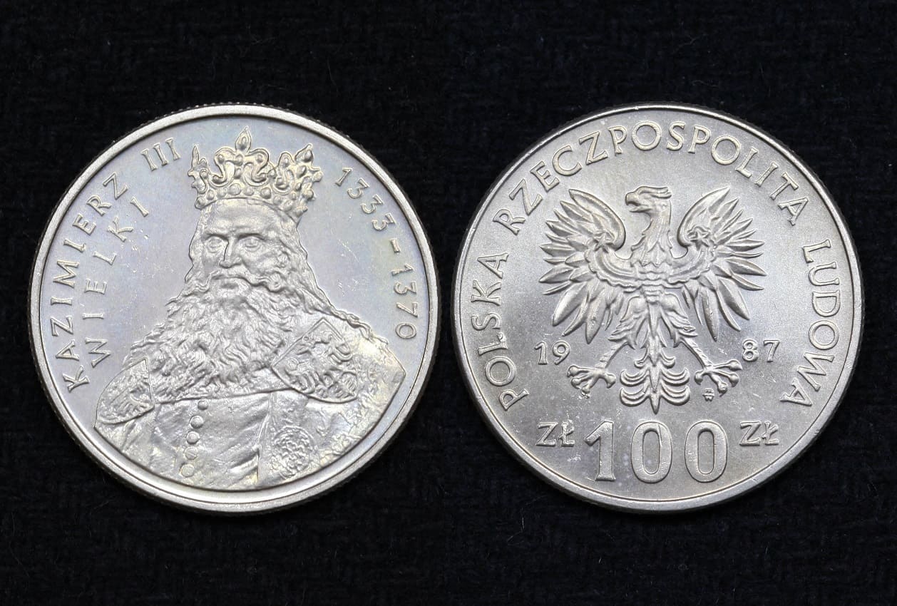 Монета Польша 100 злотых 1987 год Король Казимир III Великий от Аукциона Значки и Знаки