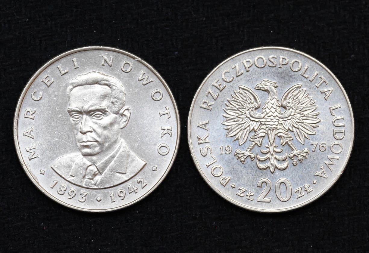 Монета Польша 20 злотых 1976 год Марсель Новотко от Аукциона Значки и Знаки