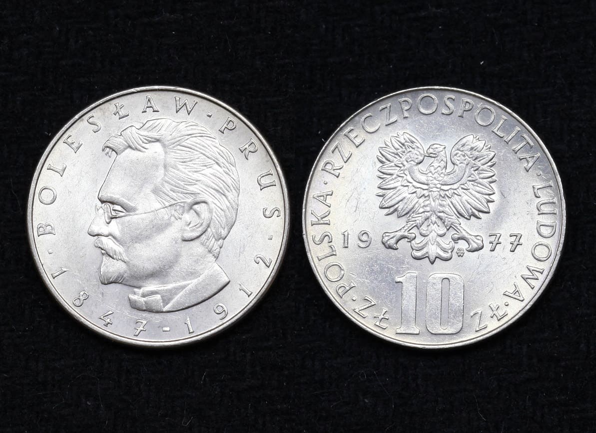 Монета Польша 10 злотых 1977 год Болеслав Прус от Аукциона Значки и Знаки