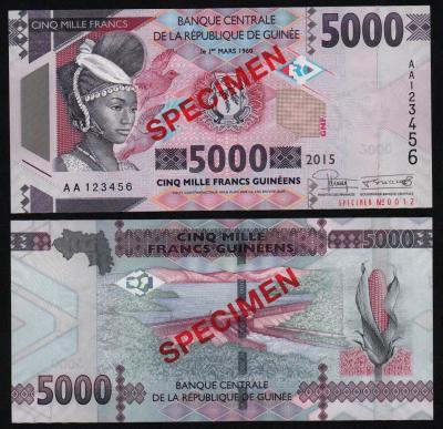 Банкнота Гвинея 5000 франков 2015 год ОБРАЗЕЦ UNC! Банкнота Гвинея 5000 франков 2015 год ОБРАЗЕЦ UNC!