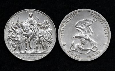 Монета Германская империя 2 марки 1913 год 100 лет объявлению войны против Франции (№7)