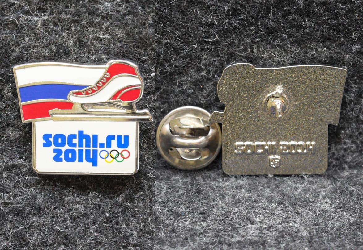 Знак Шорт трек Олимпиада Сочи 2014 год Конькобежный спорт Красный