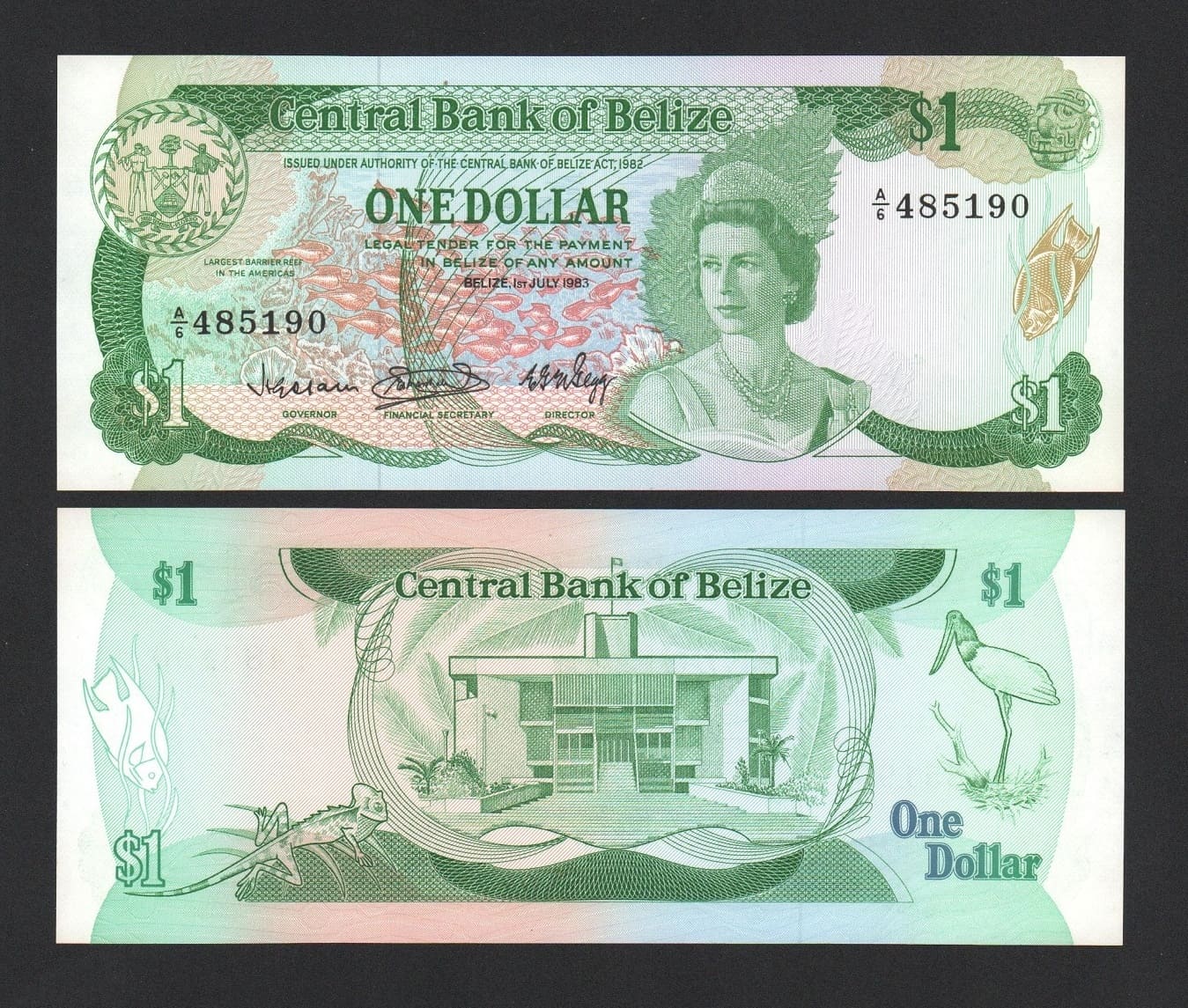 Банкнота Белиз 1 доллар 1983 год UNC!