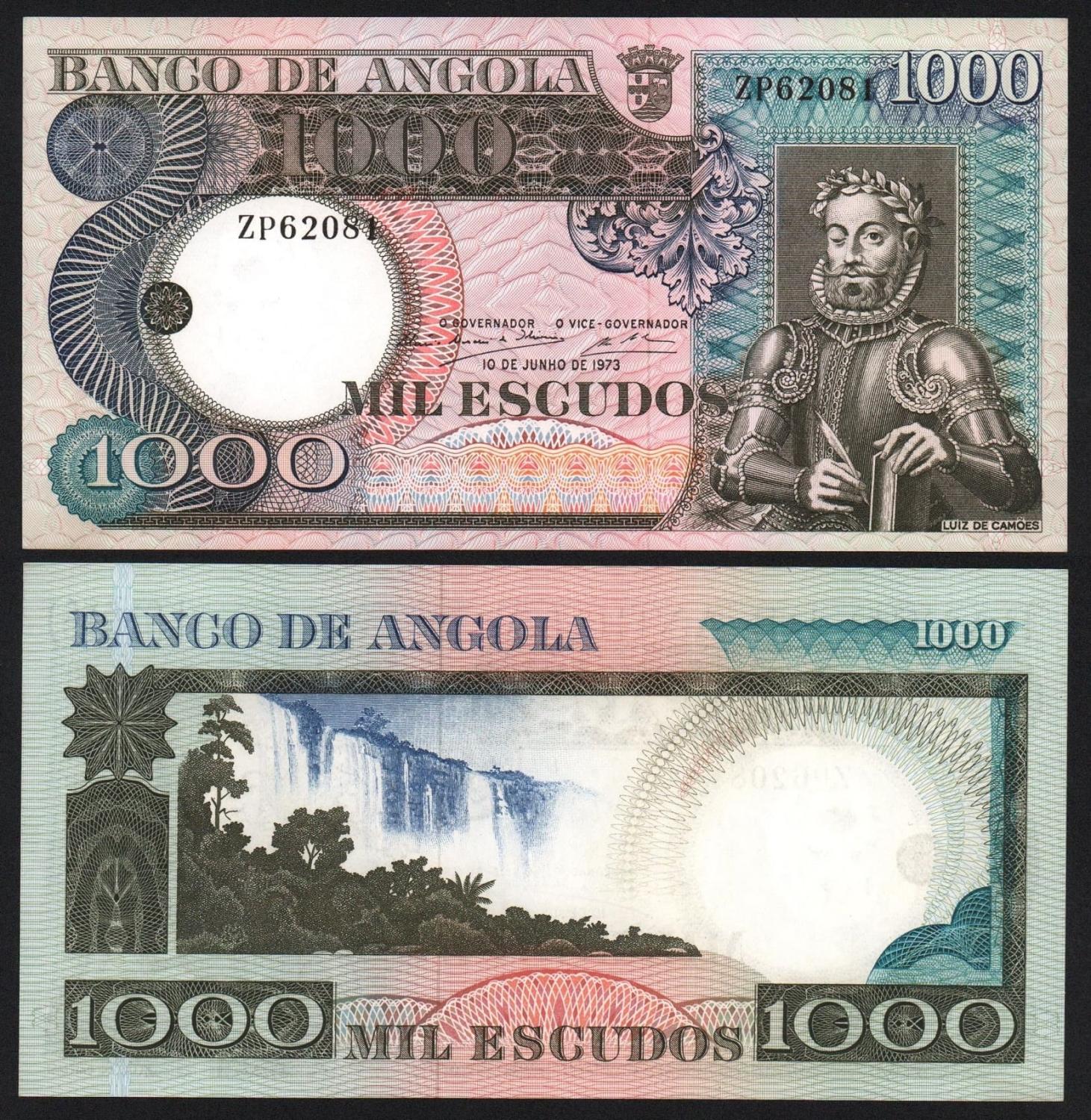 Банкнота Ангола 1000 эскудо 1973 год UNC! от Аукциона Значки и Знаки