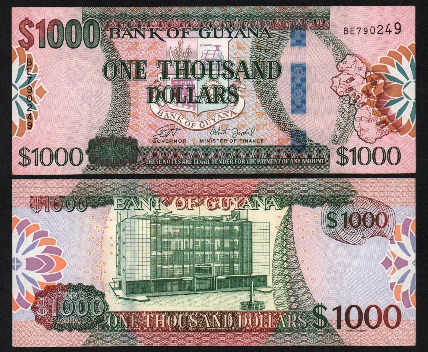 Банкнота Гайана 1000 долларов 2019 год Из оборота! от Аукциона Значки и Знаки