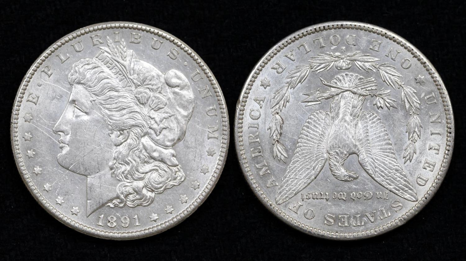 США 1 доллар 1891 год Доллар Моргана (№2) от Аукциона Значки и Знаки