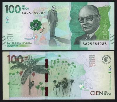 Банкнота Колумбия 100000 песо 2014 год UNC!