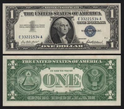 Банкнота США 1 доллар 1957 год Литеры EA подпись Роберт Бернард Андерсон UNC!