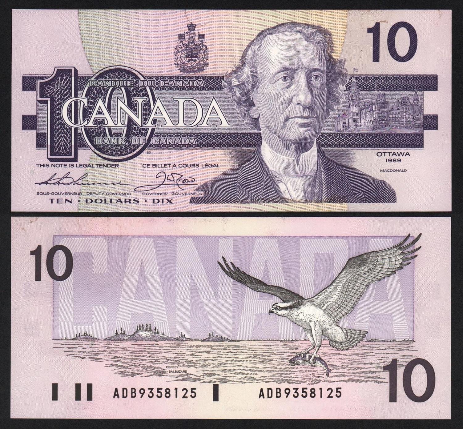 Банкнота Канада 10 долларов 1989 год UNC-! от Аукциона Значки и Знаки