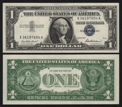 Банкнота США 1 доллар 1957 год Литеры XA подпись Роберт Бернард Андерсон UNC!