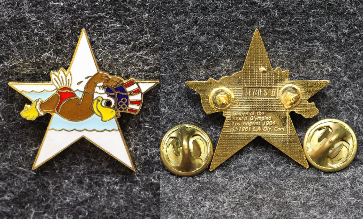 Знак Олимпиада 1984 год Лос-Анджелес США Плавание от Аукциона Значки и Знаки