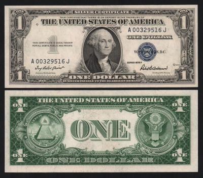 Банкнота США 1 доллар 1935 год Литеры AJ подпись Роберт Бернард Андерсон UNC!