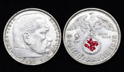 Монета Германия Третий рейх 2 рейхсмарки 1938 год (29) Монета Германия Третий рейх 2 рейхсмарки 1938 год (29)