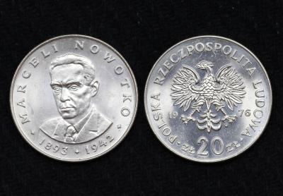 Монета Польша 20 злотых 1976 год Марсель Новотко