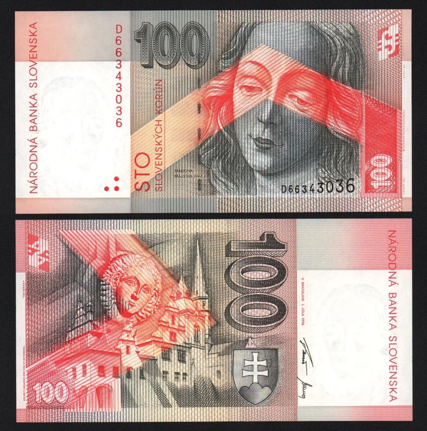 Банкнота Словакия 100 крон 1996 год UNC! от Аукциона Значки и Знаки
