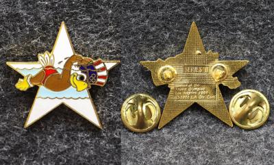 Знак Олимпиада 1984 год Лос-Анджелес США Плавание