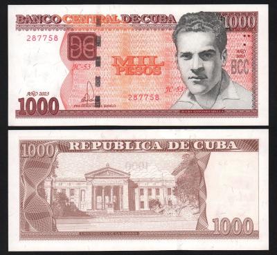Банкнота Куба 1000 песо 2023 год Cерия JC-53 UNC!