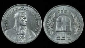 Купить Швейцария 5 франков 1965 года (№10)