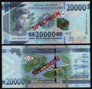 Купить Гвинея, 20000 франков 2015 год ОБРАЗЕЦ, UNC!