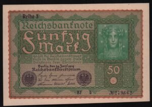 Купить Германия 50 марок 1919 год 3-я типография, UNC-!