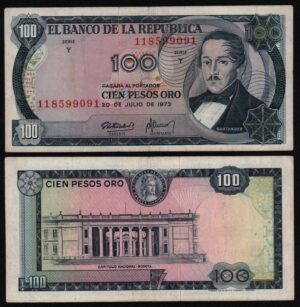 Купить Колумбия 100 песо 1973 год из оборота!