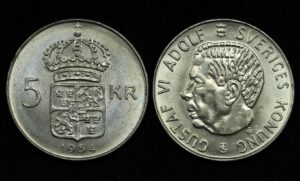 Купить Швеция 5 крон 1954 года (№208)