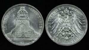 Купить Германская империя Саксония 3 марки 1913 год 100 лет Битве народов (№144)