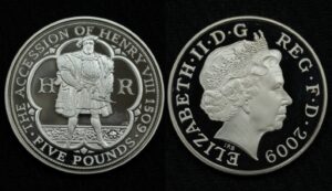 Купить Великобритания 5 фунтов 2009 год 500 лет со дня восхождения Генриха VIII, PROOF! (№5)