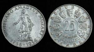 Купить Австрия 25 шиллингов 1956 год 200 лет со дня рождения Вольфганга Амадея Моцарта (№250)