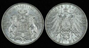 Купить Германская империя Гамбург, 3 марки 1914г (№382)