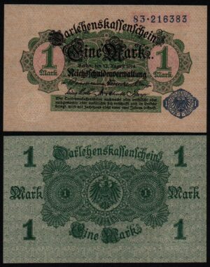Купить Германия 1 марка 1914 год UNC! Из пачки, номера будут отличаться!