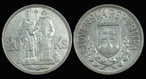 Купить Словакия 20 крон 1941 год Святые Кирилл и Мефодий (№389)