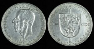 Купить Швеция 5 крон 1935 год 500 лет Риксдагу-шведскому парламенту (№43)