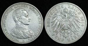 Купить Германская империя Пруссия 5 марок 1914 года (№455)