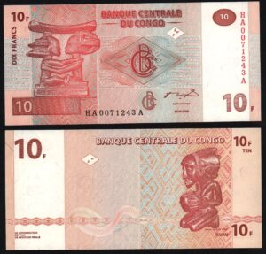 Купить Конго 10 франков 2003