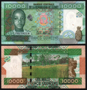 Купить Гвинея 10000 франков 2008 года. Из оборота!