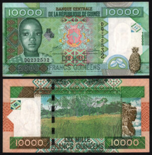 Купить Гвинея 10000 франков 2008 года. Из оборота!