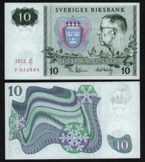 Купить Швеция 10 крон 1972 год aUNC!