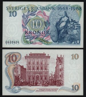 Купить Швеция 10 крон 1968 год aUNC!