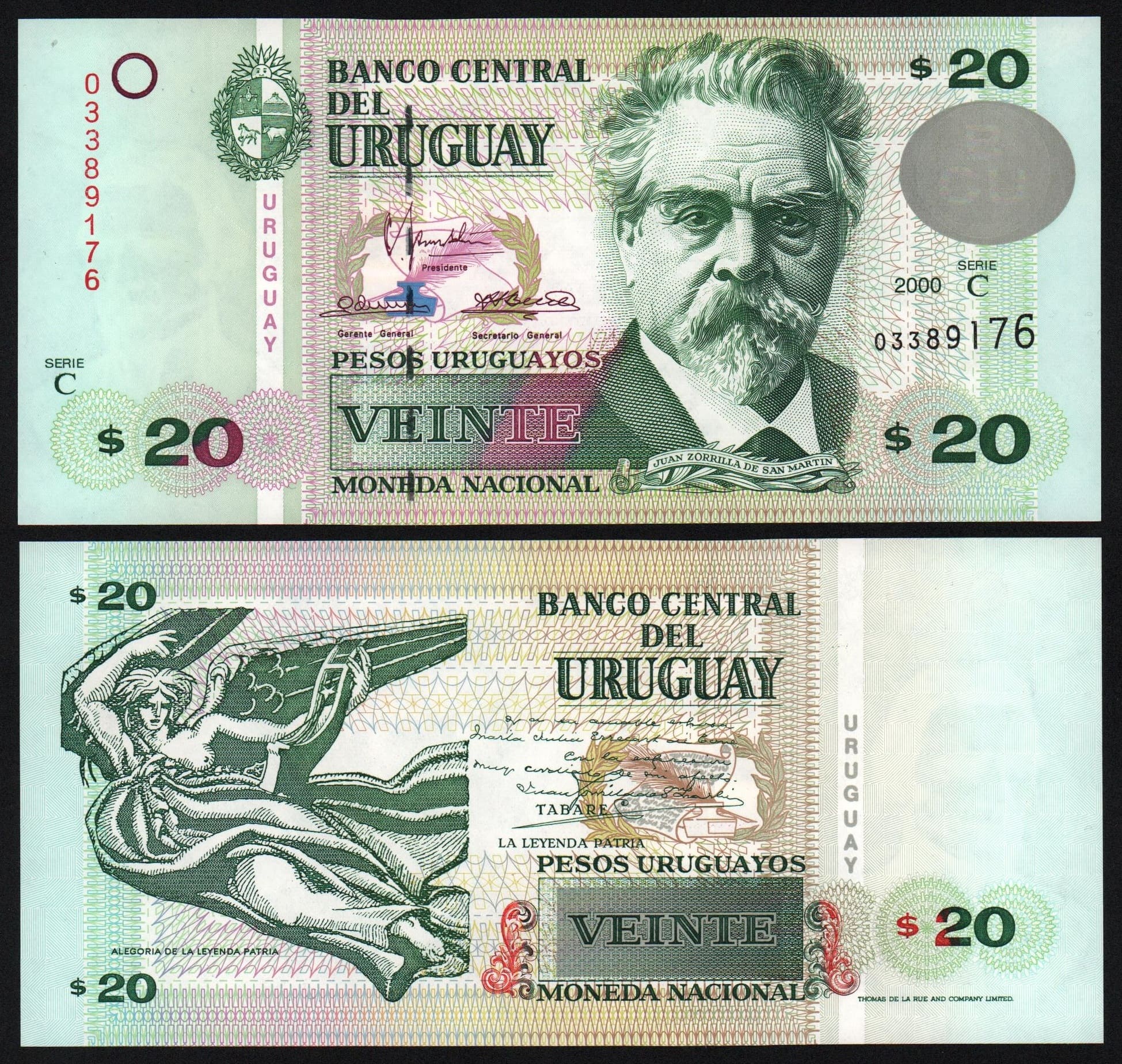 Уругвай, 20 песо 2000 год UNC! - Значки и знаки