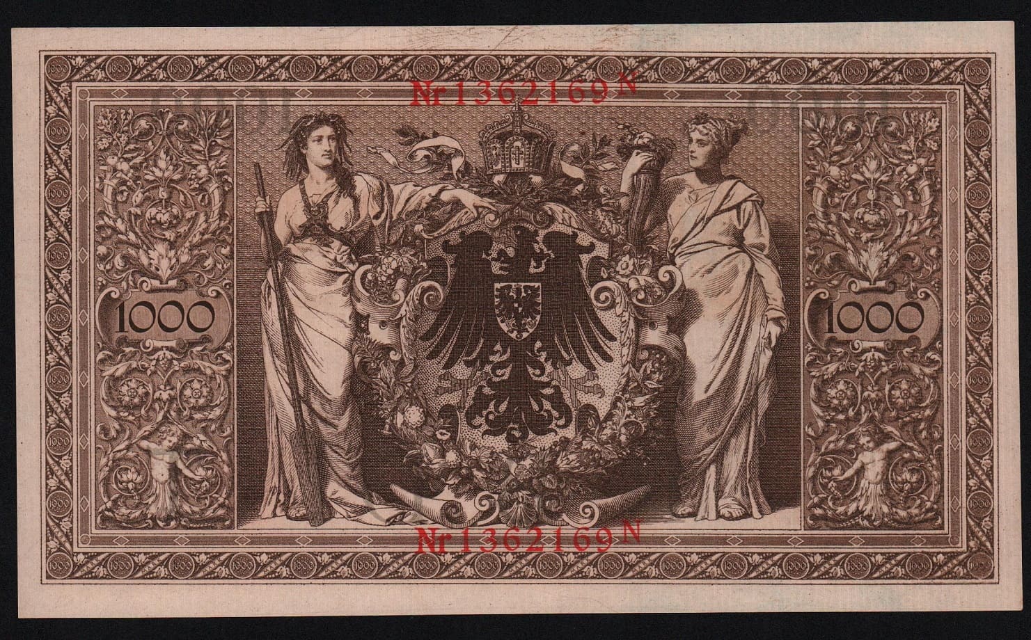 Купить Германия 1000 марок 1910 год красная печать, UNC! Из пачки, номера будут отличаться!